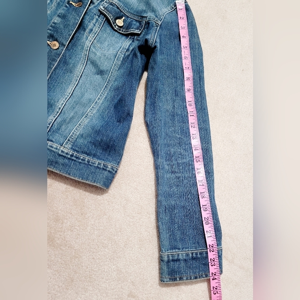 New York And Co Women’s Stretch Denim Jacket Size 4 Blue Classic Fitted Jean - Picture 10 of 14